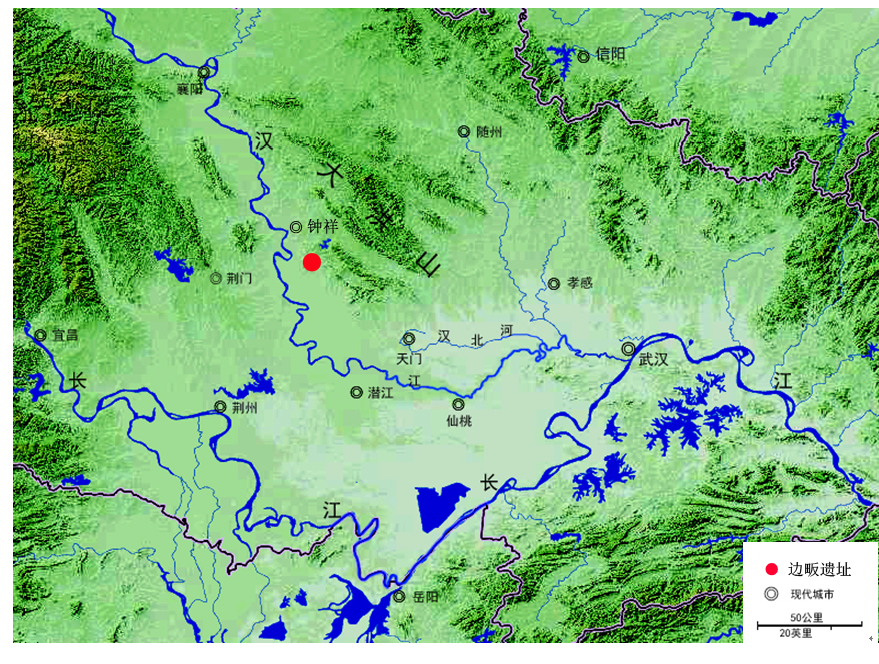 荆门钟祥市边畈遗址位置示意图
